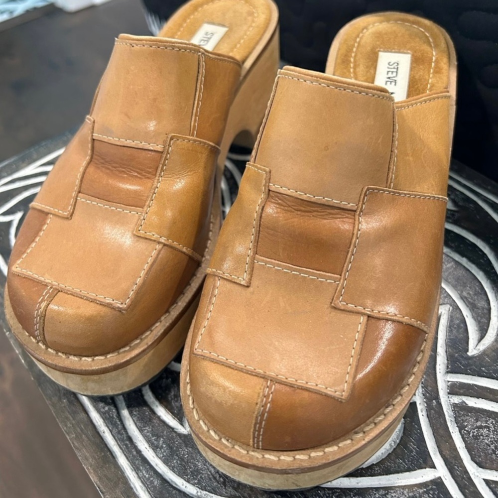 Steve Madden boho hippie leather patchwork clogs~appears little wear, very clean